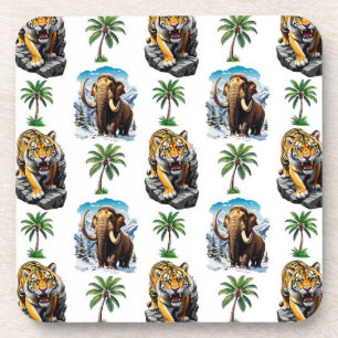 Eiszeit Mammoth Saberzahnzahn Tiger Muster Design Getränkeuntersetzer