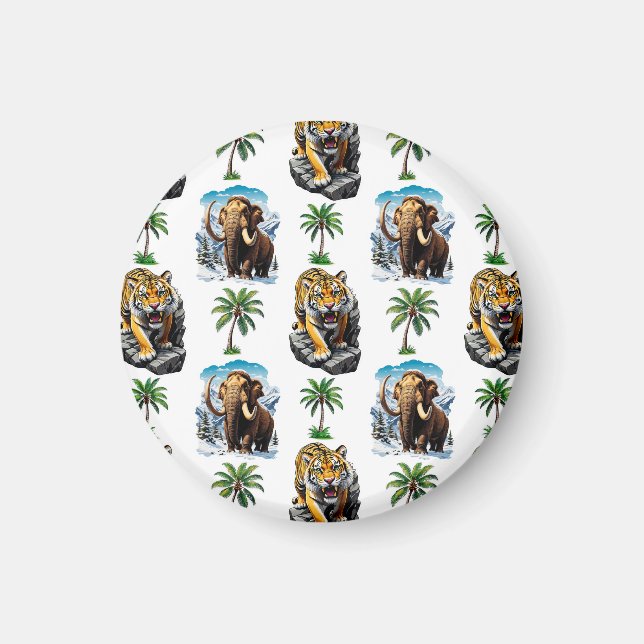 Eiszeit Mammoth Saberzahnzahn Tiger Muster Design Magnet (Vorne)