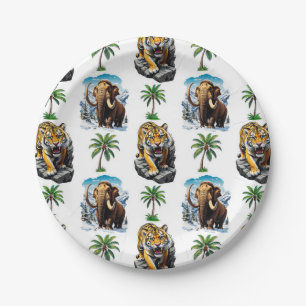 Eiszeit Mammoth Saberzahnzahn Tiger Muster Design Pappteller