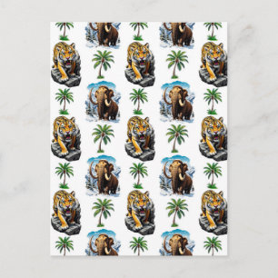 Eiszeit Mammoth Saberzahnzahn Tiger Muster Design Postkarte