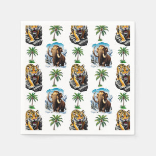 Eiszeit Mammoth Saberzahnzahn Tiger Muster Design Serviette