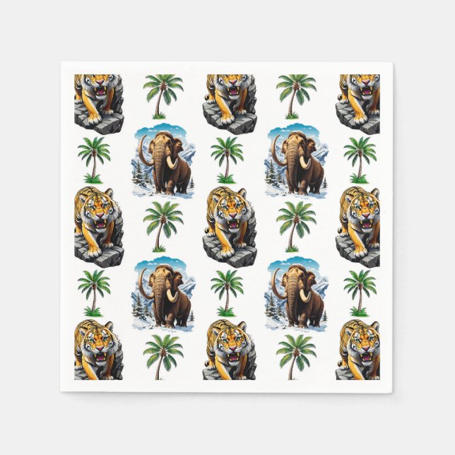 Eiszeit Mammoth Saberzahnzahn Tiger Muster Design Serviette (Vorderseite)