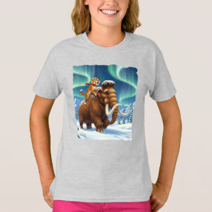 Eiszeitkatze, die auf dem Rücken eines treuen Mamm T-Shirt
