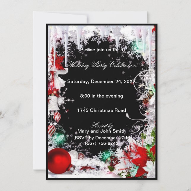 Eiszyklen Schnee Weihnachten Party Einladung (Vorderseite)