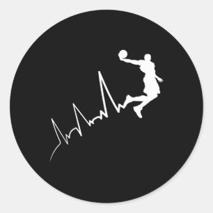 EKG Häufigkeit von Basketball-Spieler heartbeat Du Runder Aufkleber