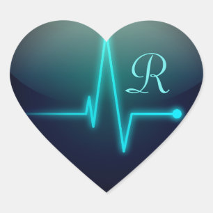 EKG Herzmedizinisch schwarz-blau elegante Krankens Herz-Aufkleber