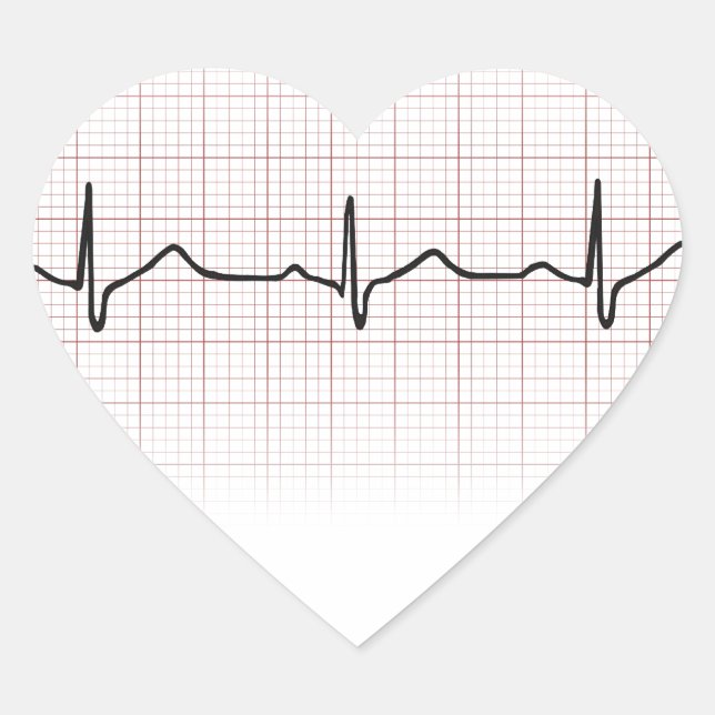 EKG Herzschlag auf Graphen Papier, Puls PhD (Arzt) Herz-Aufkleber (Vorderseite)