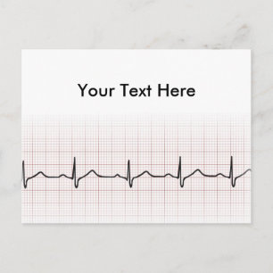 EKG Herzschlag auf Graphen Papier, Puls PhD (Arzt) Postkarte