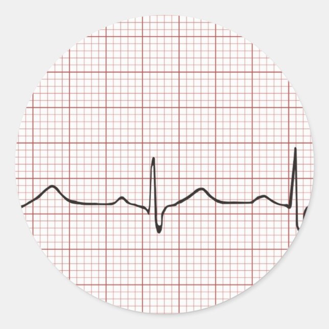 EKG Herzschlag auf Graphen Papier, Puls PhD (Arzt) Runder Aufkleber (Vorderseite)