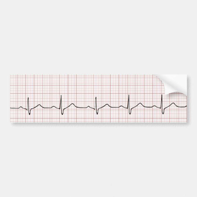 EKG Herzschlag auf Zeichenpapier mit Autoaufkleber (Vorne)