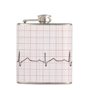 EKG Herzschlag auf Zeichenpapier mit Flachmann