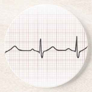 EKG Herzschlag auf Zeichenpapier mit Getränkeuntersetzer