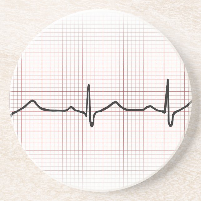 EKG Herzschlag auf Zeichenpapier mit Getränkeuntersetzer (Vorne)