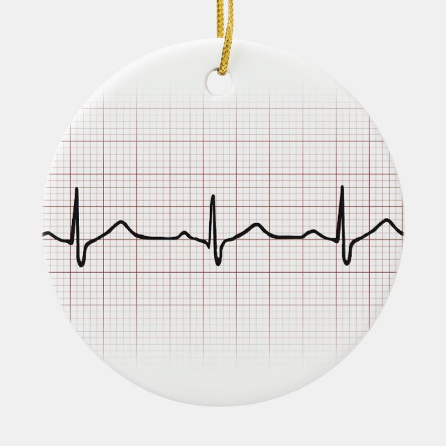 EKG Herzschlag auf Zeichenpapier mit Keramikornament (Vorne)