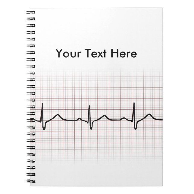 EKG Herzschlag auf Zeichenpapier mit Notizblock (Vorderseite)