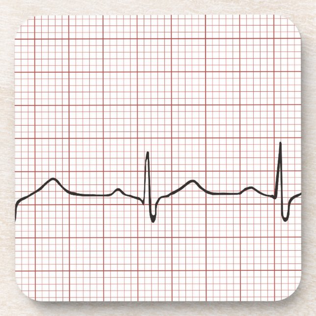 EKG Herzschlag auf Zeichenpapier mit Untersetzer (Vorderseite)