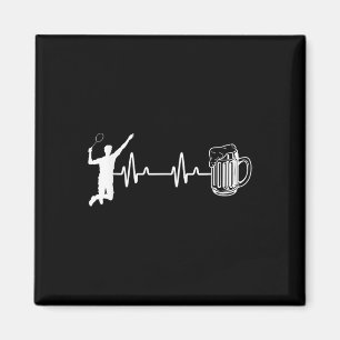 Ekg Herzschlag Badminton Spieler Shuttle Sport Sch Magnet