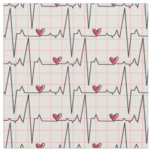 EKG Kariert auf Weiß Stoff