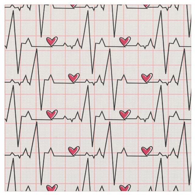 EKG Kariert auf Weiß Stoff (Nahaufnahme)