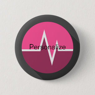 EKG-Line Medizin dr Krankenschwester pink schwarz Button