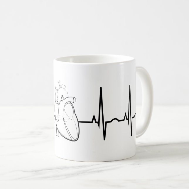 EKG mit der realistischen Herz-Kaffee-Tasse Tasse (VorderseiteRechts)