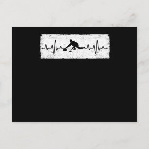 EKG Puls Curling Stein Wintersportler Postkarte