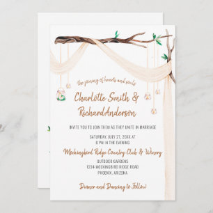 Eklectisches Drape, Mason Jar Leuchten, Bogenhochz Einladung