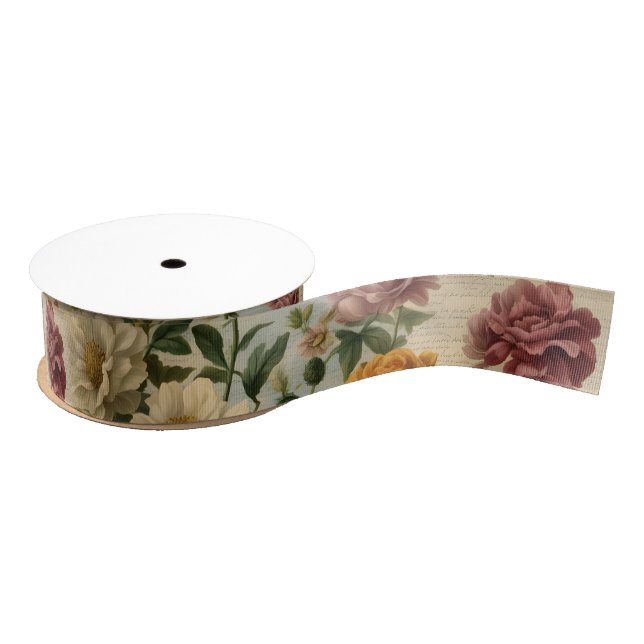 Eklektische Blume Altschriftpapier Ripsband (Spule)