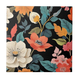 Eklektische florale Vintage-Botanik Fliese
