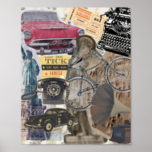Eklektische Vintage-Artikel Collage Poster