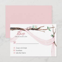 Eklektischer Romantischer Ast Blush Rosa Gaze RSVP Karte