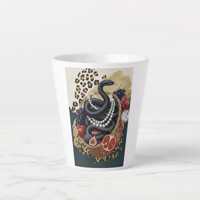 Eklektischer Schlangen-mit-Perlen-Latte-Mug, Chic  Milchtasse (Vorderseite)