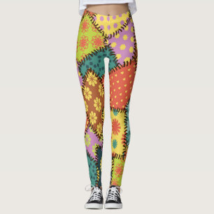 Eklektisches Patchwork: Vielfältige Muster-Mischun Leggings