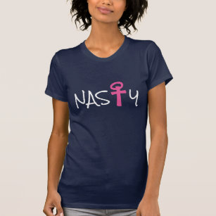"Eklige" Frau mit rosa Frauensymbol T-Shirt