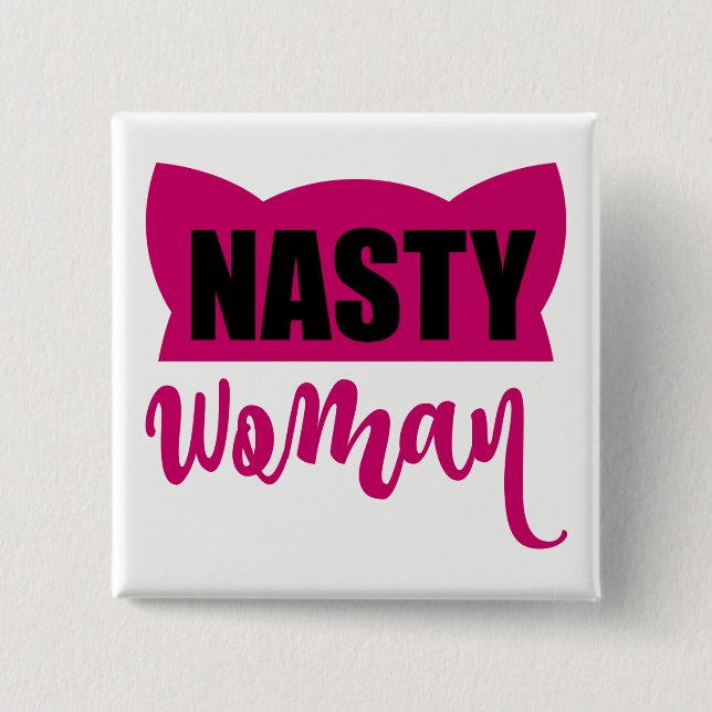 Eklige Frau Pink Pussy Cat Hat Button (Vorderseite)