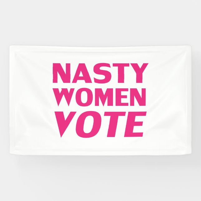 Eklige Frauen - Abstimmung, Magenta, Rosa, weißer  Banner (Horizontal)