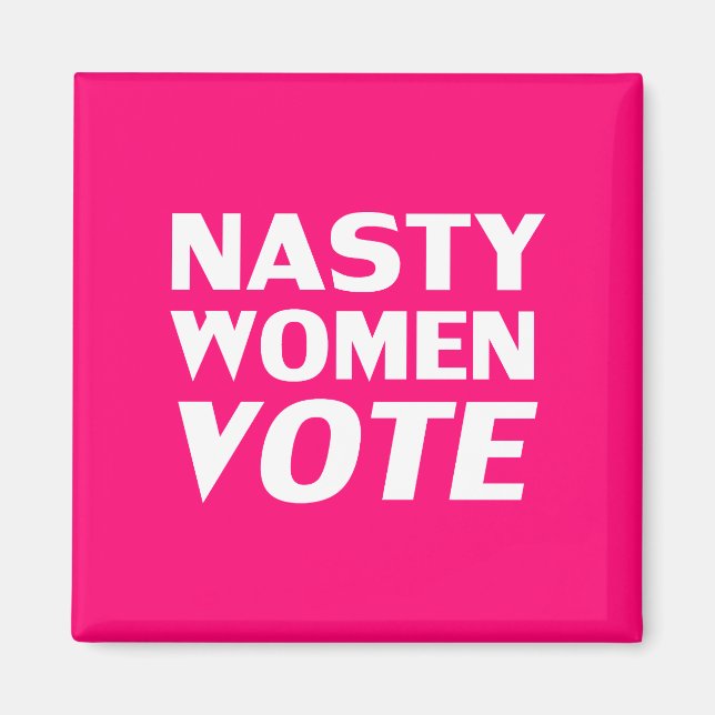 "eklige Frauenstimme" Hot Pink, magentina weiß Magnet (Vorne)