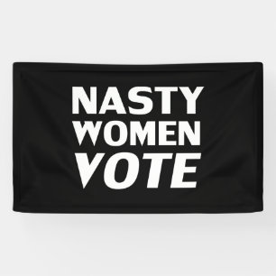 Eklige Frauenwahl, weiße Buchstaben, schwarzer Hin Banner