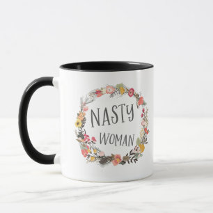 Eklige Whimsical Floral Wreath Typograpie Art Tasse