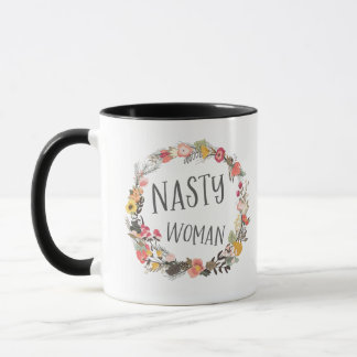 Eklige Whimsical Floral Wreath Typograpie Art Tasse