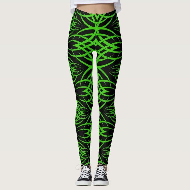 Eklipse-Tapete (Grün) Leggings (Vorderseite)