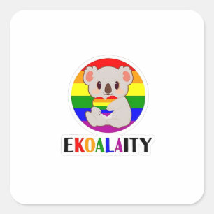 Ekoalaty Equality Gay Koala Bear Funny LGBT Rainbo Quadratischer Aufkleber