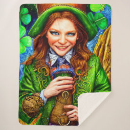 Ekstatisch Grüne Frau Leprechaun Inspiriert Artwor Sherpadecke