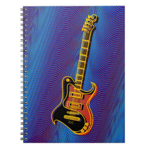 Ektrische Gitarre Blau Vintage Trippy Retro Pop Ar Notizblock