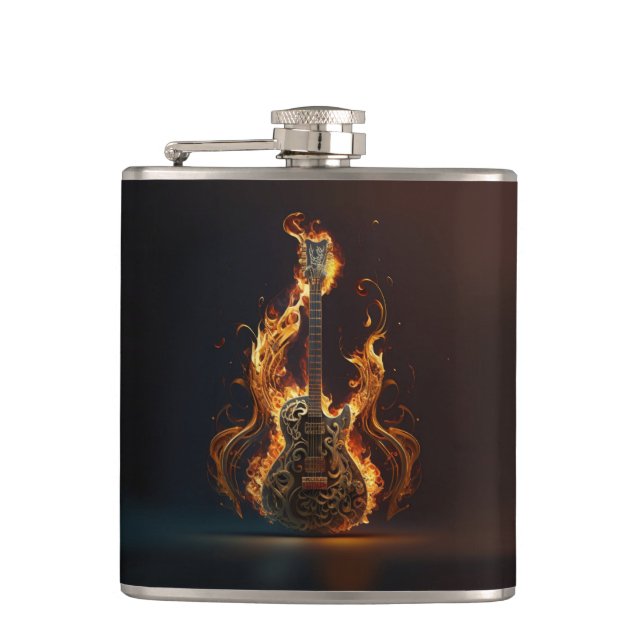 Ektrische Gitarre in Flammen                      Flachmann (Vorderseite)