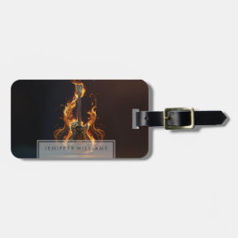 Ektrische Gitarre in Flammen Gepäckanhänger