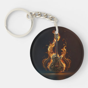 Ektrische Gitarre in Flammen Schlüsselanhänger