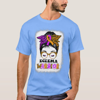 Ekzema Awareness Messy Bun Lavender und Orange Rib T-Shirt