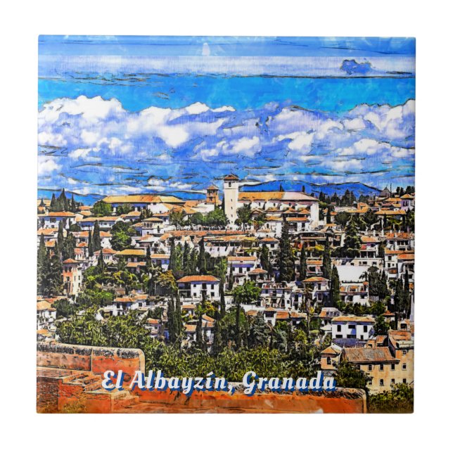 El Albayzín, Granada, Andalusien, Spanien. Fliese (Vorderseite)