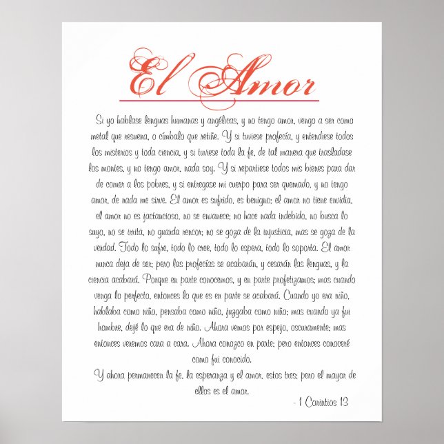 El Amor 1 Corintios 13 Poster (Vorne)